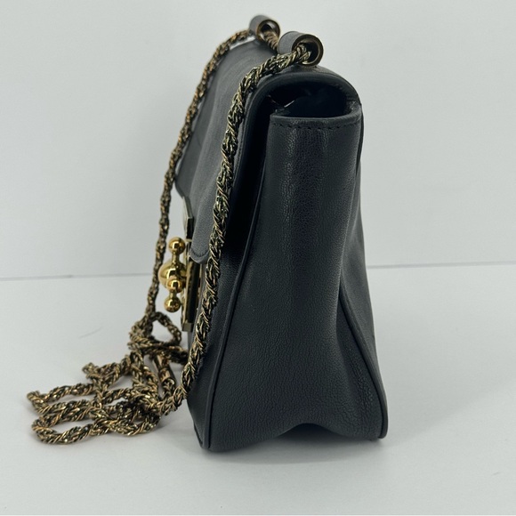 Chloe Elsie Black Leather Crossbody Bag Small Gold Chain Hardware With Dustbag - Picture 6 of 16